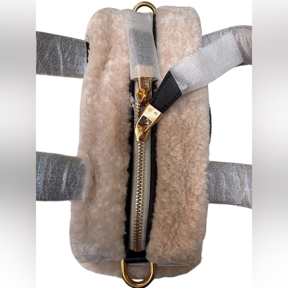 Kate Spade Après Chic Faux Shearling Satchel Cream Black NWT - Picture 9 of 11